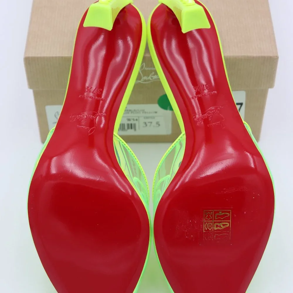 Christian Louboutin Condorapik Yellow Iridescent Spike Mule Sandals - Picture 9 of 13